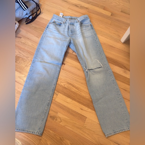 Levi 501 Light Blue Distressed Women's Jeans - Picture 1 of 3